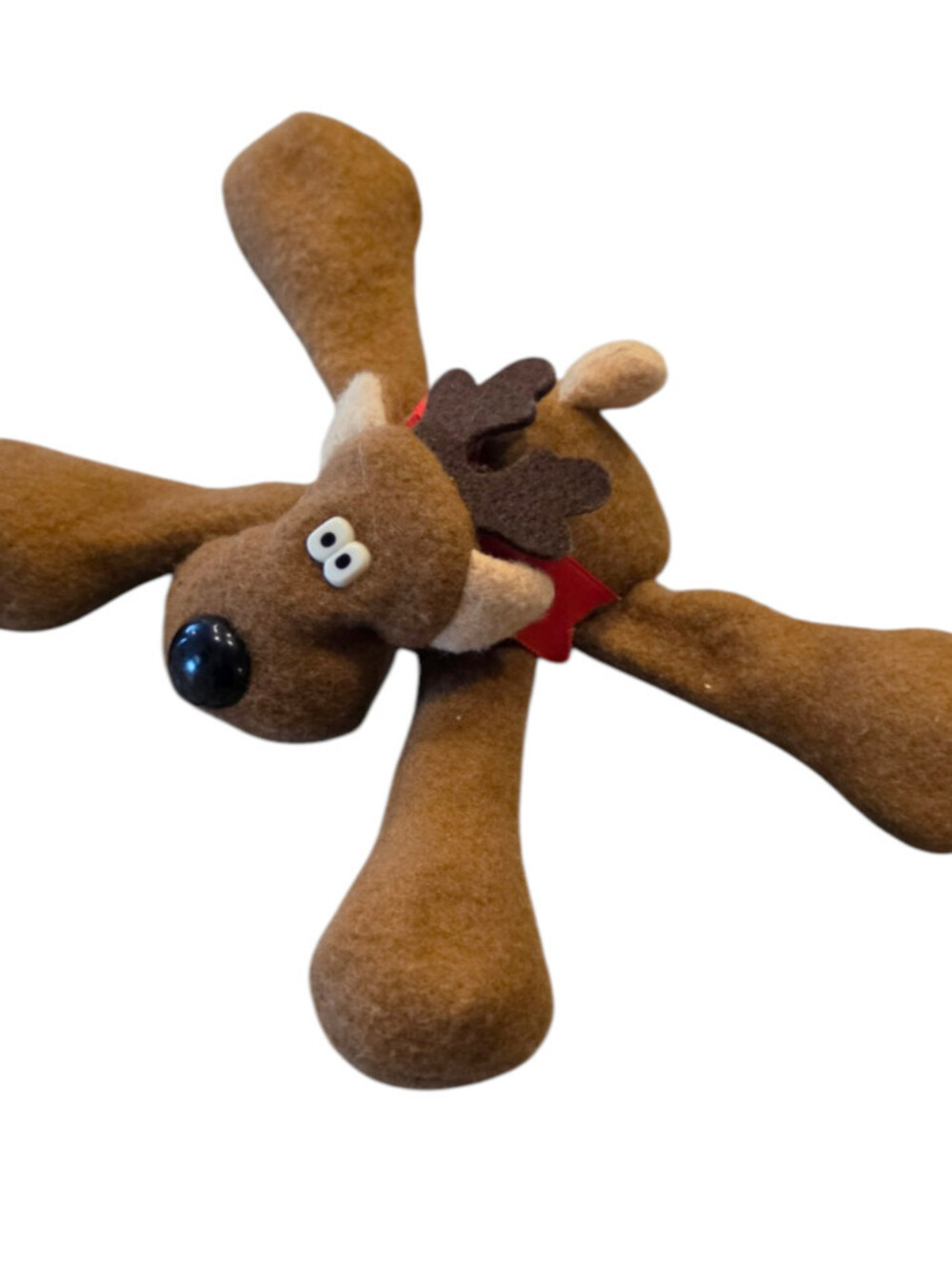 Vintage Hallmark Rodney Reindeer Christmas Toy Floppy Bean Plush Red Bow